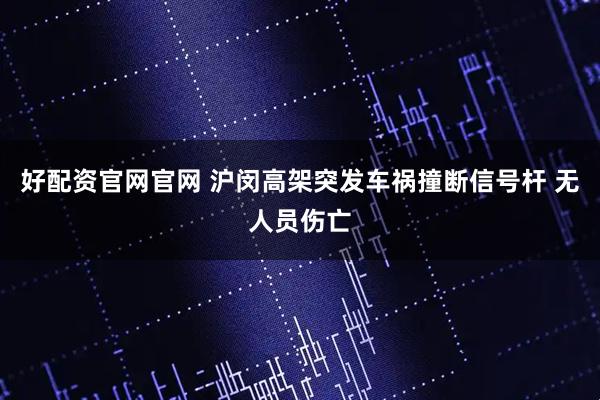 好配资官网官网 沪闵高架突发车祸撞断信号杆 无人员伤亡